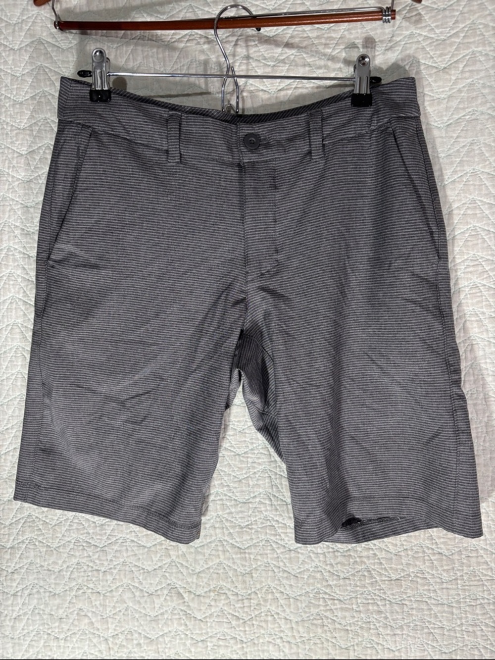 Hang Ten Charcoal Micro-Stripe Flat-Front Shorts